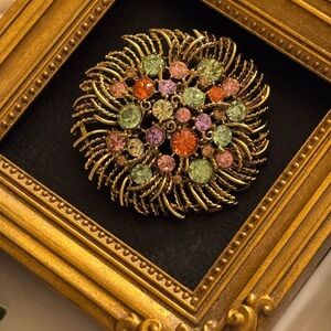 Graziano Gold Brooch with Multicolor Gemstones